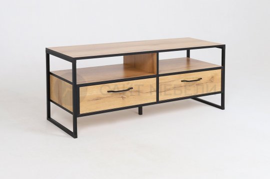 Тумба для ТВ открытая Виртон 11 (Дуб крафт золотой/Черный)