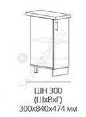 Кухня Бостон шкаф нижний шн 300 (чёрный глянец)