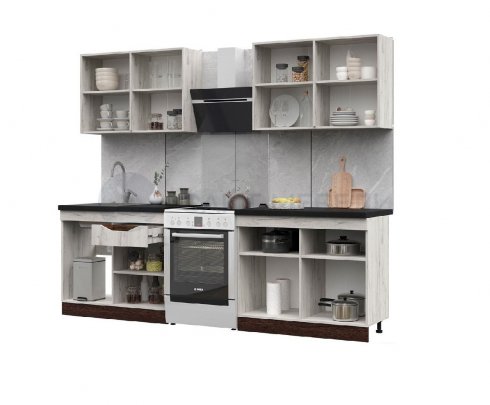 Кухонный гарнитур Паола 2.0 МДФ Венге/Дуб крафт белый