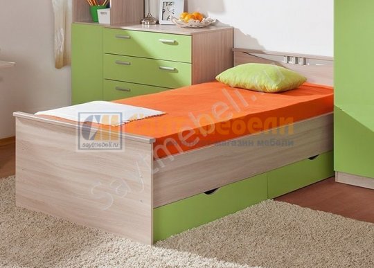 Кровать детская Облака №1 800x1600 (Белый / Оранжевый)