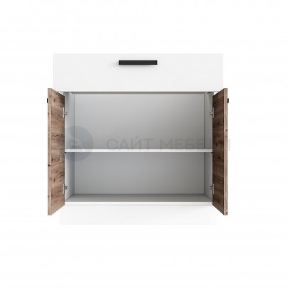 Н800-1Я Кухня Эра шкаф нижний (Дуб горный/Белый)/стол. Черный мрамор