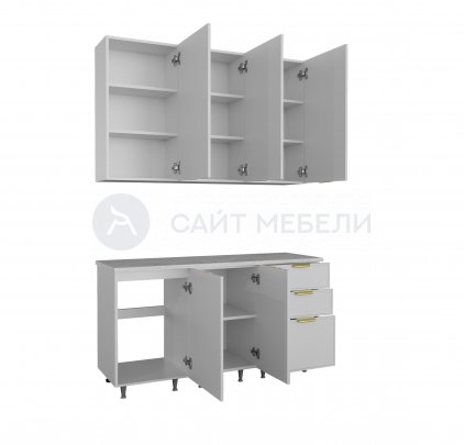 Кухонный гарнитур Роял 1,5м (МоноБелый)
