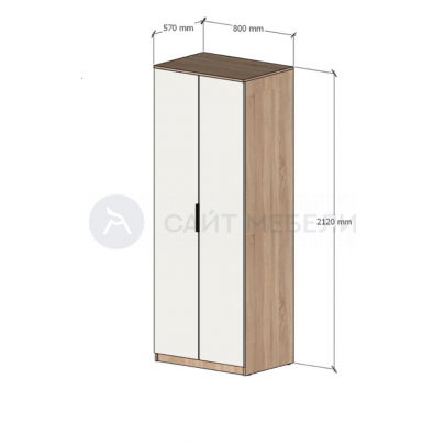 Шкаф 2 двери платяной Римини (Дуб сонома/Белый)