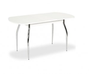 Стол стеклянный раздв.с фотопечатью, ноги изогнутые хром (Белый)