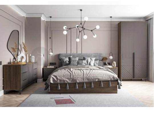 Спальный гарнитур Палау сп.м.160х200 (Табак/Грей софт)