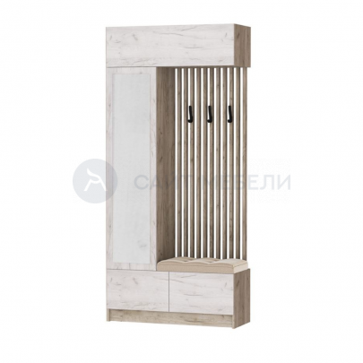 Прихожая Руэлла ЦС (Дуб крафт серый/Дуб крафт белый)