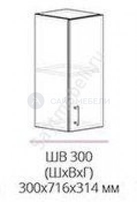 Кухня Бостон шкаф верхний шв 300 (Белый глянец)