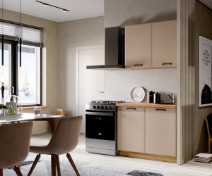 Кухня Призма 1 м (Дуб крафт белый/Мокко суперматовый)