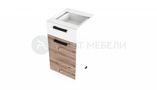 Н400-1Я Эра шкаф нижний кухня (Дуб горный/Белый гладкий)/стол. Черный мрамор