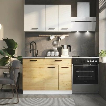 Кухонный гарнитур Хозяюшка 1100 (Белый/Дуб вотан)