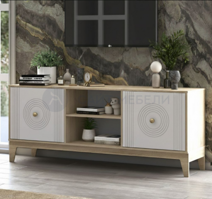 Комод Адриана полкой (Дуб сонома/Белый софт)