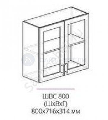 Кухня Бостон шкаф верхний со стеклом швс 800 (мдф белый глянец)