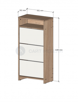 Тумба для обуви (обувница) 3 яруса Римини (Дуб сонома/белый)