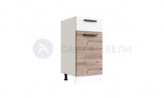Н400-1Я Эра шкаф нижний кухня (Дуб горный/Белый гладкий)/стол. Черный мрамор