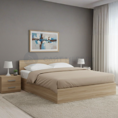 Кровать двуспальная КР 1600 160х200 (Дуб сонома)