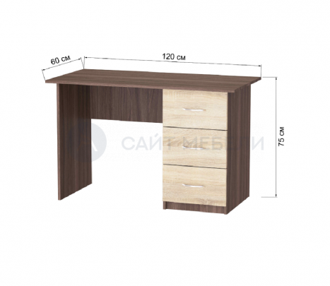 Письменный стол Сити-1 (Дуб крафт серый/Графит серый)