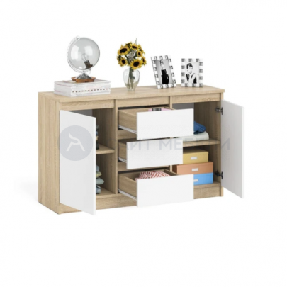 Комод Норд №3 (Дуб сонома/Белый)