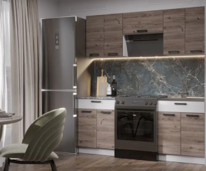 Kуxoнный гаpнитуp Эра 1.8 м (Дуб горный/Белый гладкий)