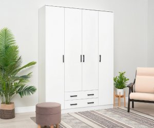 Шкаф Квадро 4-х ств без зеркал (Белый)