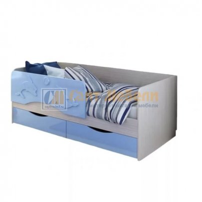 Детская кровать с ящиками Дельфин 800х1800 (Синий)