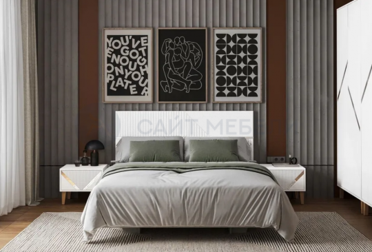 Кровать двуспальная Непал 1.6 (Белый холст/Белый)