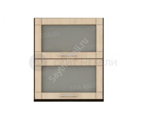 Кухня Тиса шкаф верхний горизонтальный со стеклом вс600г (Венге/сосна)