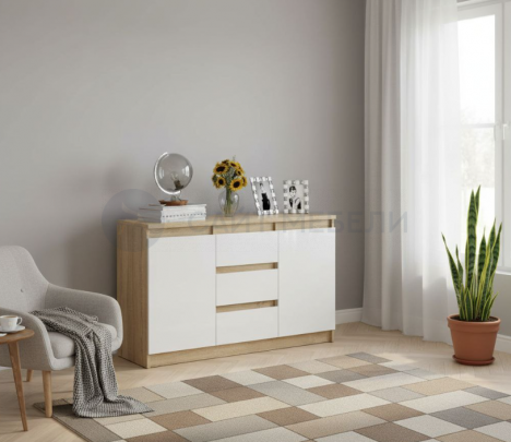 Комод Норд №3 (Дуб сонома/Белый)
