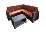 Угловой диван со столиком для улицы RATTAN Corner  (Венге/Оранжевый)