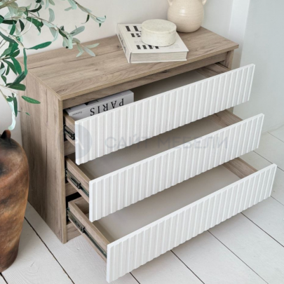 Комод 9 (Дуб крафт серый/Белый софт)