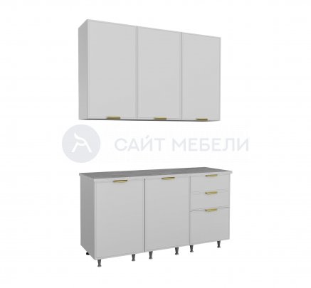 Кухонный гарнитур Роял 1,5м (МоноБелый)