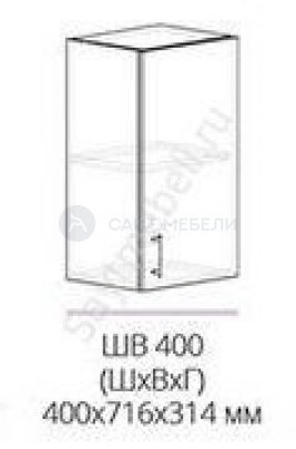 Кухня Бостон шкаф верхний шв 400 (мдф белый глянец)