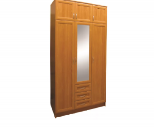 Шкаф 3-х двер. с зеркалом, ящиками и антресолью Альф-3 МДФ