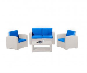 Комплект уличной (садовой) мебели RATTAN Premium 4 (Серый/Синий)