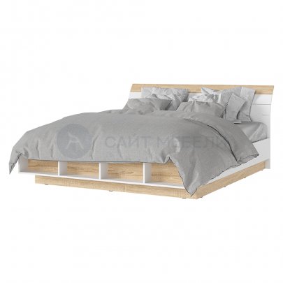 Кровать двуспальная Санса КР-03 1.8х2 м (Дуб сонома/Белый)