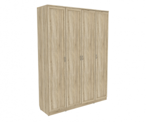Шкаф 4-х створчатый (дверный) для одежды со штангой и полками (Дуб сонома)