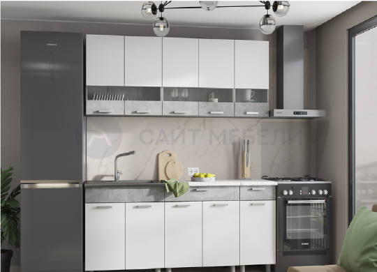 Кухня Денвер 2.0 (Белый/Ателье Светлое)
