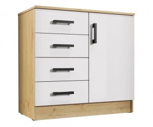 Комод 4 ящика и 1 дверка К800-1Д  (Дуб вотан/Белый)