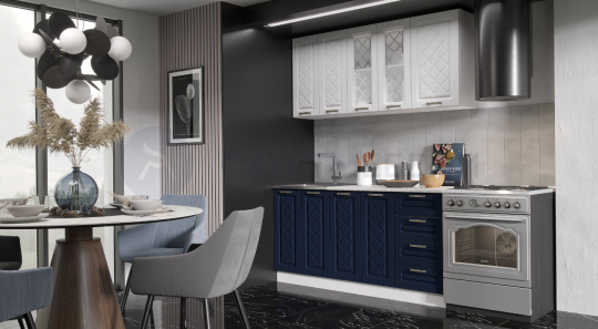 Кухня Агава 1600 (Акация белая/Сапфир)