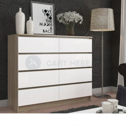 Комод Сура 8 ящиков 1200 (Дуб сонома/Белый)