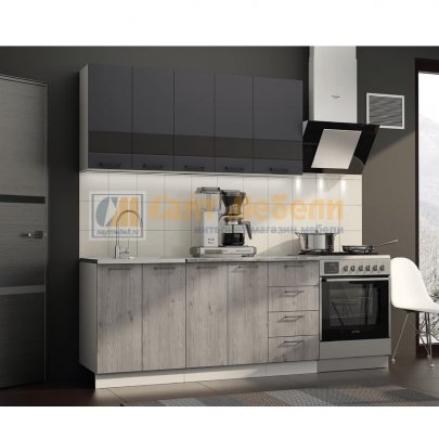 Кухня Астра 1600 (Графит софт/Дуб галиано)