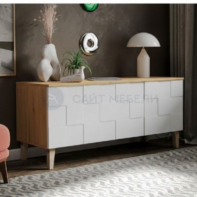 Комод-тумба Куб (Дуб крафт/ Моно Белый)