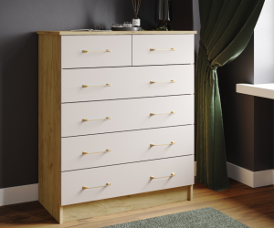 Комод 6 ящиков Катрин-5 (К) (Дуб крафт золотой/Кашемир)