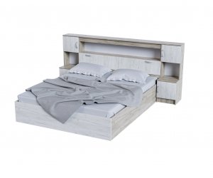 Кровать Бася 1600х2000 с прикроватным модулем КР-552 (Дуб крафт серый/Дуб крафт белый)