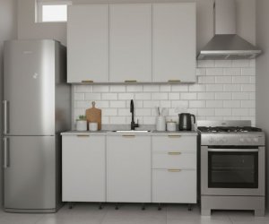 Кухонный гарнитур Роял 1,5м (МоноБелый)