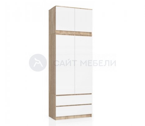 Шкаф с антресолью Сура 2-х створчатый (Сонома/Белый)