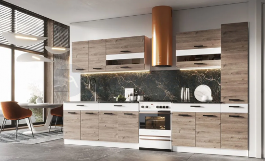 Kуxoнный гаpнитуp Эра 2.8 м (Дуб горный/Белый гладкий)